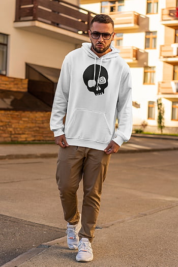 Mann, Modell-, Kapuzenpullover, Mode, Trend, Männer Stil, Straßenmode, Stil, passen, Badfit-Kleidung, Schädel -Hoodie