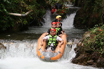 people water rafting, river rafting, natural vegetation, group experience, exciting rafting, water rapids, outdoor adventure, safety helmets, inflatable raft, nature scenery, waterfall rafting