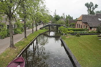 オランダ、 美しさ、 クラフト、 風景、 観光、 ランドマーク、 建築、 水路、 農村、 村、 ボート