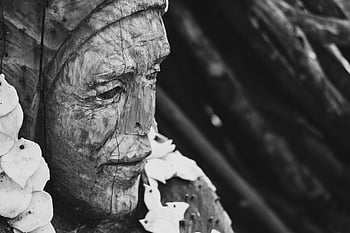 sculpture, wood, face, carved, wood Carving, antique, old, artisan, figure, character, monochrome