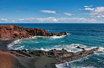 lanzarote, Atlanti-óceán, Kanári szigetek, tengerpart, tájkép