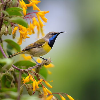 olive-backed Sunbird, sunbird, bird, yellow-bellied Sunbird, animal, beak, feathers, plumage, honeysuckle Bird, honey Eater, perched