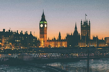 Big Ben, Palace of Westminster, London, twilight, nighttime, iconic view, cityscape, river Thames, urban skyline, historic architecture, clock tower