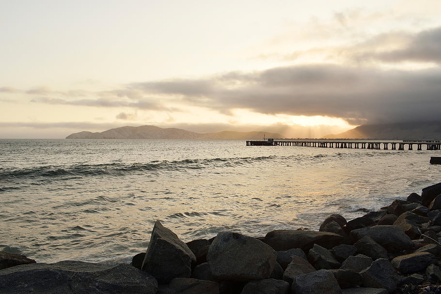 อ่าว, Chimbote, พระอาทิตย์ตกดิน, เปรู, ธรรมชาติ, ภูมิประเทศ, ทะเล, มหาสมุทร, พลบค่ำ