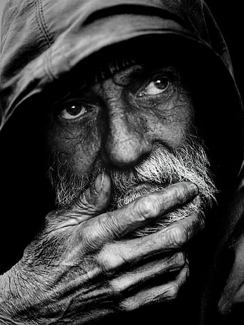 old Man, elderly Man, portrait, black And White, homeless, people