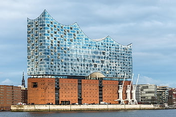 Hamburg, budova, architektura, město, přístav, jeřáb, mezník, voda, tok, Německo, elbphilharmonie