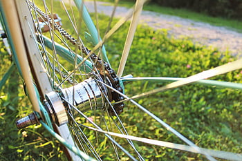 řetěz jízdních kol, detailní fotografie, náboj kola, paprsky, slunečního světla, Podrobný pohled, kolo kola, Detail řetězce, rozbočovač a paprsky, venkovní osvětlení, Komponenta kola