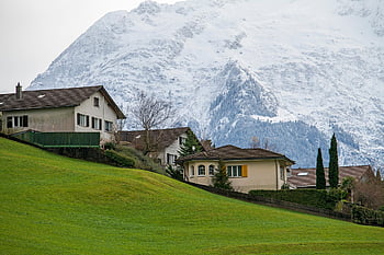 case, colline, villaggio, cittadina, Svizzera, inverno, paesaggio
