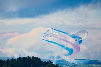 freccia Rossa, aerei, aereo, Jet, spettacolo aereo, acrobazia, acrobatico, frecce, Fumo, raf, aviazione