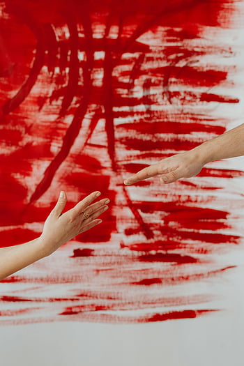 reaching hands, abstract background, red painted, symbolizing connection, two hands, art, connection art, abstract art, red abstract, hand art, connection symbol