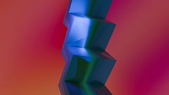 3Dアブストラクトアート、 幾何学的図形、 鮮やかな色、 青いキューブ、 グラデーションの背景、 カラフルな抽象的な、 3Dアート、 抽象的なデザイン、 現代美術、 幾何学様式、 抽象彫刻