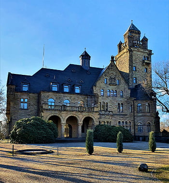 budova, věž, Hrad Waldhausen, fasáda, keř, park, Zajímavosti, Německo, mezník, středověk, historicky