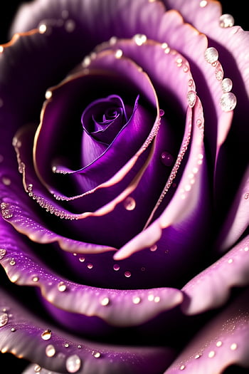 ai Generated, rose, flower, purple Rose, flora, water Drop, purple, unreal, fantasy