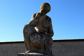 sochařství, socha, žena, velikost pierre, hřbitov, rozjímání, smutek, moderní, umění, pohřební pomník