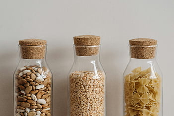 pasta, beans, glass container, cork lids, pantry organization, lentils, clear glass jars, storage, dry goods, kitchen organization, food storage