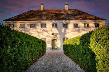 vila, park, architektura, hrad, Dům, krajina, historický, majetek, rezidence, mraky, zahrada