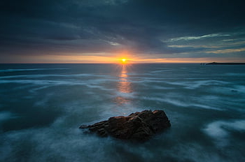 ocean, sunrise, dawn, peninsula, nature, france, landscape, horizon, light, wave, sauvage