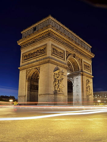 Arc de Triomphe, Paris, night shot, light trails, monumental beauty, elegant, France, landmark, architecture, travel, tourism
