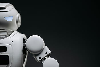 fotografie ve stupních šedi, Futuristický robot, Moderní robotická rameno, Monochromatický robot, tmavé pozadí, futuristické technologie, Close-up robot, robotická technologie, Pokročilá robotika, robotické rameno, Koncepce technologie