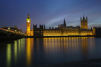 Big Ben, Parlament, die Themse, London, Nachtsicht, beleuchtet, Reflexion, Stadtbild, Wahrzeichen, die Architektur, Brücke