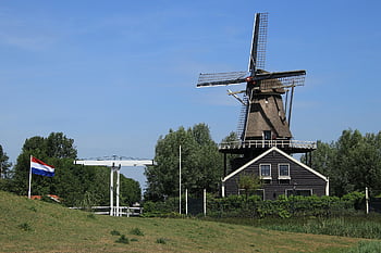 větrný mlýn, Nizozemí, větrná turbína, Holandsko, tuitjenhorn, van blanckendaell park, venkov, venkovský
