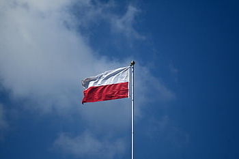 polská vlajka, nebe, vlajka, Polsko, symbol, stožár, vítr, bílá-červená