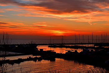 tramonto, mare, porta, porto, colori, crepuscolo, paesaggio, oceano, spiaggia, cielo, natura