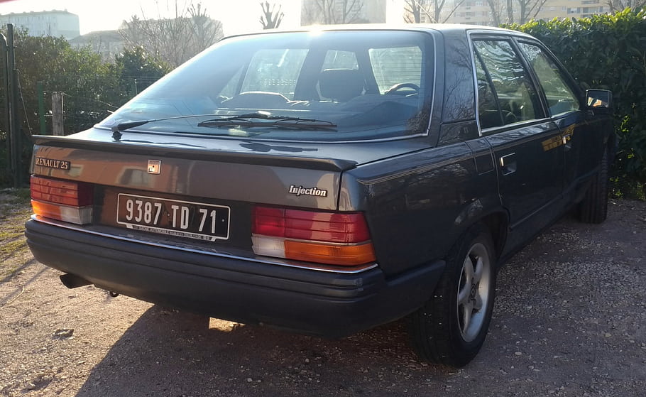renault, 25, 1988, auto, sedan, chalon sur saone, poznávací značka, zpětný pohled, injekce, 2.0, 120 HP