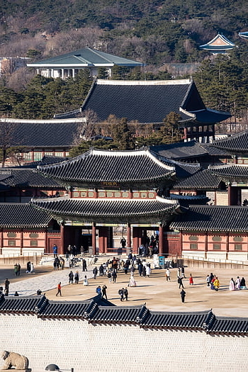palác, tradiční, palác gyeongbok, Soul, Korea, Korejská republika