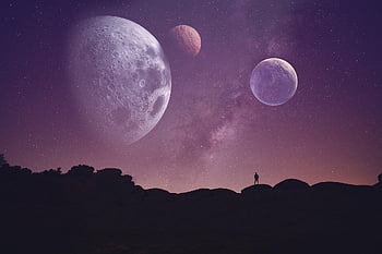 planets, beautiful Wallpaper, mountains, fantasy, laptop Wallpaper, windows Wallpaper, silhouette, surrealism, Wallpaper 1920x1080, space, night Sky