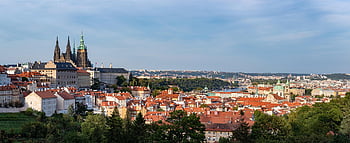 Pražský hrad, město, panoráma, Praha, panoráma města, Příroda, budov, nebe, horizont, architektura, Česká republika