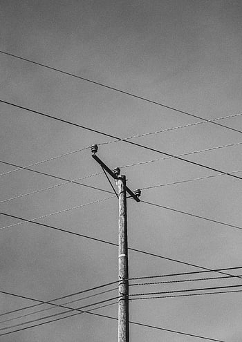 fotografie alb-negru, linii electrice, stâlpi de utilitate, cer senin, Imagine monocromă, linii de înaltă tensiune, pol structură, fotografie minimalistă, infrastructură, scena în aer liber