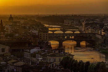 italy, sunset, arno River, florence, architecture, tuscany, river, building, firenze, europe, bridge