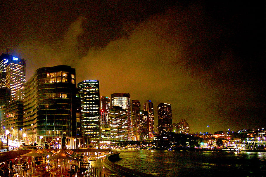 Sydney, Night Views, High Rise, City lights, Circular Quay, Sydney Opera House, Harbourfront, Sightseeing