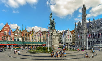 Belgie, brugge, architektura, náměstí, Příroda, budov, ulice, město, starý, historicky, idylický
