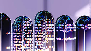 AI illustration, language models, text generation, Wes Cockx, Visualising AI project, 3D render, AI programming, reflective visuals, abstract visuals, colorful render, AI technology