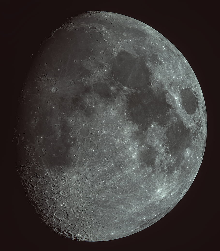měsíc, voskování gibbous, 80 procent osvětleno, ASI 294 MC, 1500 mm, 2019, měsíční povrch, krátery, Lunární funkce, noční obloha, astronomie