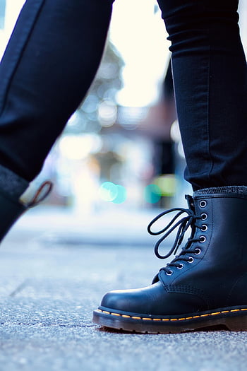 csizma, cipő, divat, doc martens, Bőr, divatba jövő, séta, közelkép, Martens, barátok, személy