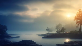 sunset, wallpaper Hd, windows Wallpaper, ocean, free Background, twilight, hd Wallpaper, shore, landscape, laptop Wallpaper, trees