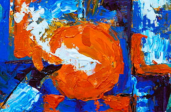 lukisan abstrak, oranye biru putih, Karya Seni Dinamis, warna-warna berani, cat akrilik, tekstur, seni modern, lukisan kontemporer, warna-warna cerah, ekspresionisme abstrak, karya seni