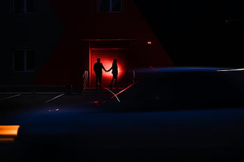 silhouettes, darkness, night, backlight, mood
