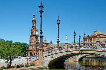 spain, andalusia, seville, city, historic Center, plaza De España, city Square, building Complex, building, towers, facade