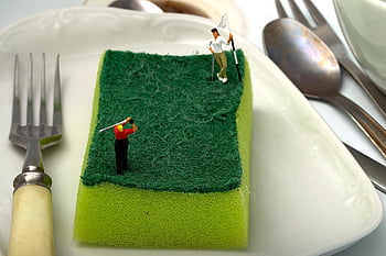 gąbka, h0, miniaturowe postacie, sztućce, umywalka, golfista, Sport, pole golfowe, Grał w golfa, golf, zabawa
