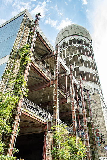 teufelsberg, budova, opuštěný, kupole, záchytná stanice, Poslechová stanice, Polní stanice, radarové stanice, fasáda, historický, mezník