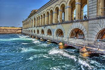 přehrada, řeky Ticino, Přehrada Panperduto, Hydraulická práce, architektura, starověké, historický, světský, Itálie, lombardie, průmyslová archeologie