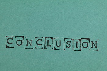 Conclusion, stamped word, textured blue paper, block letters, finality, stamping, text on paper, conclusion stamp, blue background, printed word, block printing