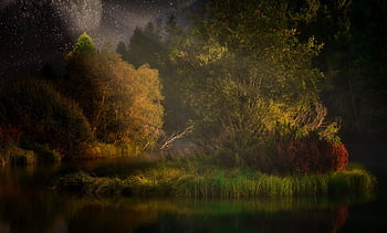 fantasy, mystical, mysterious, forest, surreal, fairytale, mood, water, island, darkness, light