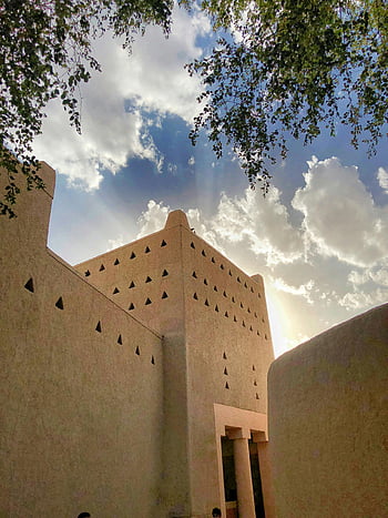 Al Masmack Palace, riyadh, Historická pevnost, Tradiční saúdská architektura, jasná obloha, Al Masmak Fort, Saudská arábie, historické architektury, kulturní památka, střední východ, pouštní architektura