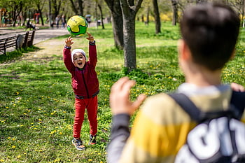 park, hrající úlovek, děti, letní, dětství, kavkazský, Příroda, venku, hrát si, míč, venkovní