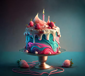 ai Generated, cake, food, happy Birthday, birthday Party, frosting, candle, celebration, party, birthday Cake, decoration